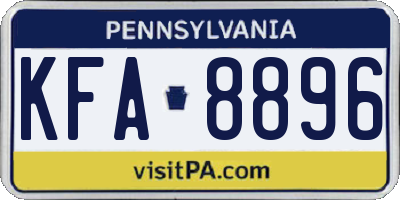 PA license plate KFA8896