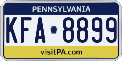 PA license plate KFA8899
