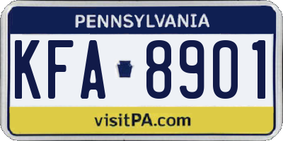 PA license plate KFA8901