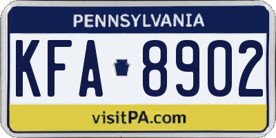 PA license plate KFA8902