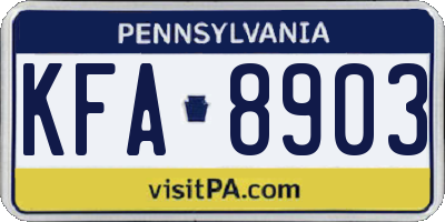 PA license plate KFA8903
