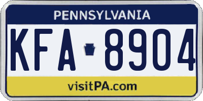 PA license plate KFA8904