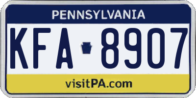 PA license plate KFA8907
