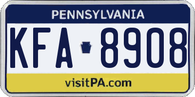 PA license plate KFA8908
