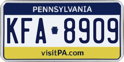 PA license plate KFA8909