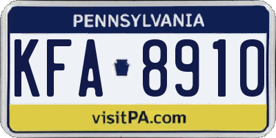 PA license plate KFA8910