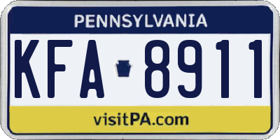 PA license plate KFA8911