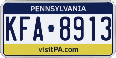 PA license plate KFA8913