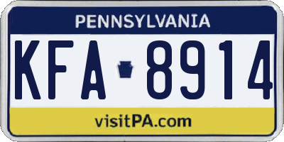 PA license plate KFA8914