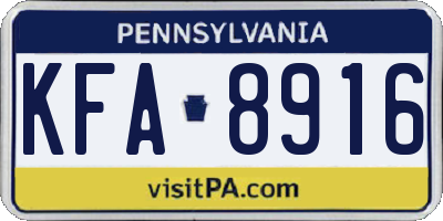 PA license plate KFA8916