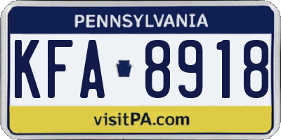 PA license plate KFA8918