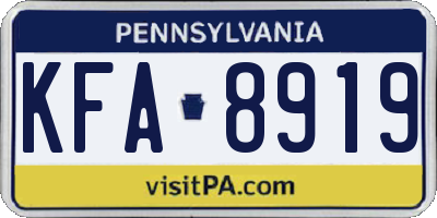 PA license plate KFA8919