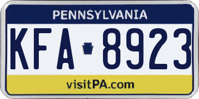 PA license plate KFA8923
