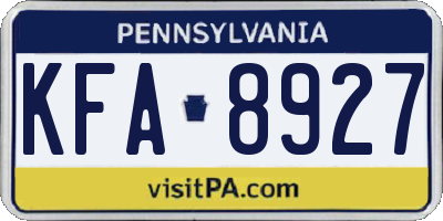PA license plate KFA8927