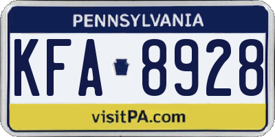 PA license plate KFA8928