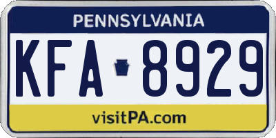 PA license plate KFA8929