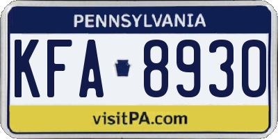 PA license plate KFA8930
