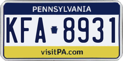 PA license plate KFA8931