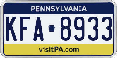 PA license plate KFA8933