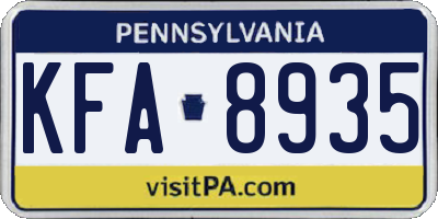 PA license plate KFA8935