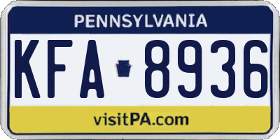 PA license plate KFA8936