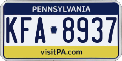 PA license plate KFA8937