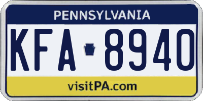 PA license plate KFA8940