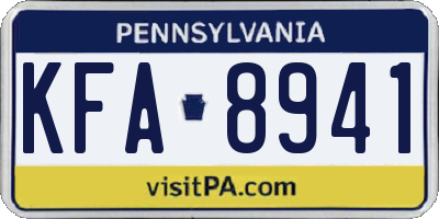 PA license plate KFA8941