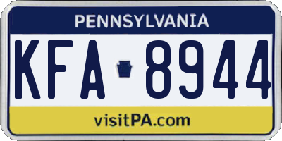 PA license plate KFA8944