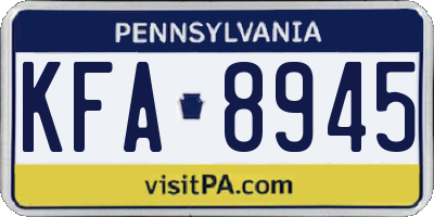 PA license plate KFA8945