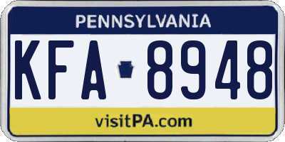PA license plate KFA8948