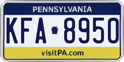 PA license plate KFA8950