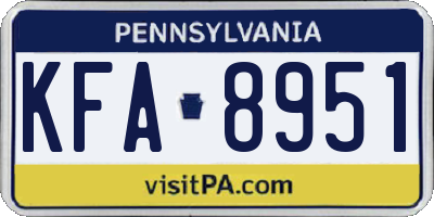 PA license plate KFA8951