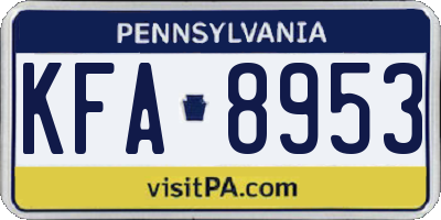 PA license plate KFA8953