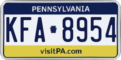 PA license plate KFA8954