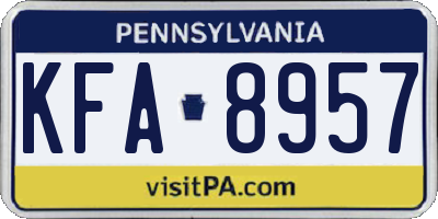 PA license plate KFA8957