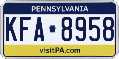 PA license plate KFA8958