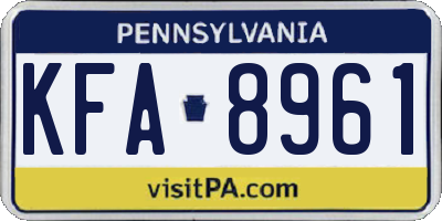 PA license plate KFA8961