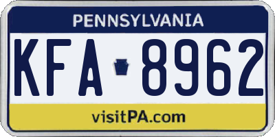 PA license plate KFA8962