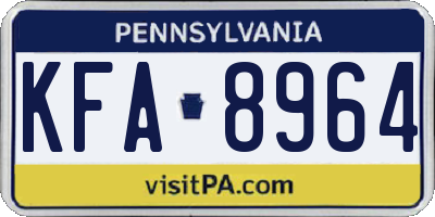 PA license plate KFA8964