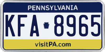 PA license plate KFA8965