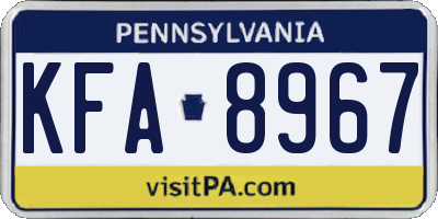 PA license plate KFA8967