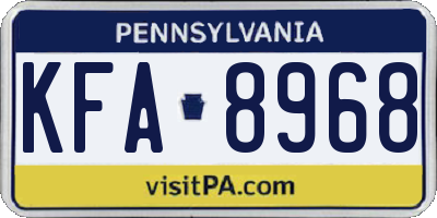 PA license plate KFA8968