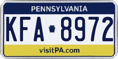 PA license plate KFA8972