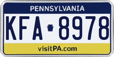 PA license plate KFA8978