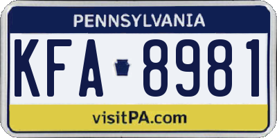 PA license plate KFA8981