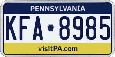 PA license plate KFA8985