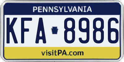 PA license plate KFA8986