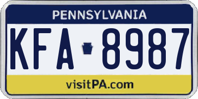 PA license plate KFA8987
