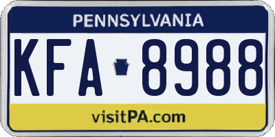 PA license plate KFA8988